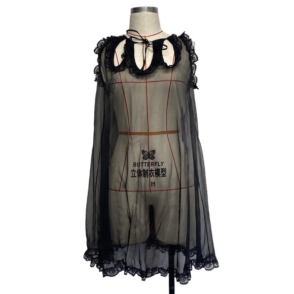 Vintage Blanche Womens Size S Black Sheer Babydoll Negligee